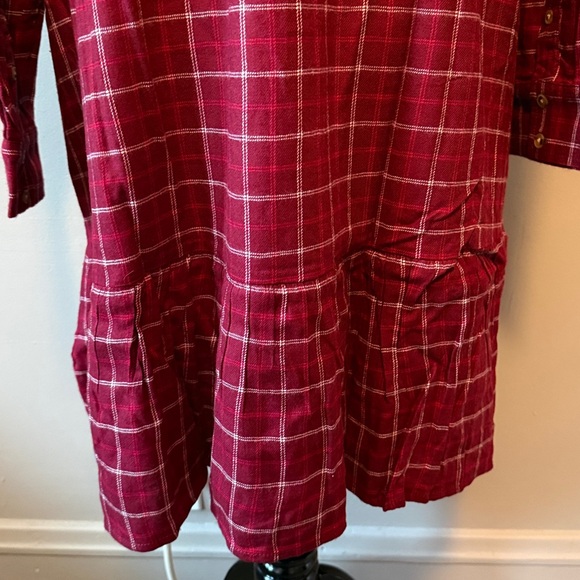 Time & Tru Red Plaid Long Sleeve Soft  Flannel Babydoll Dress Wine Punch NWT XL - Picture 9 of 10